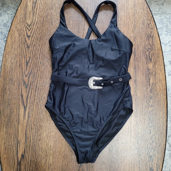 NOBO No Boundaries Black Belted One Piece Swimsuit Size Junior's Medium - Picture 3 of 8